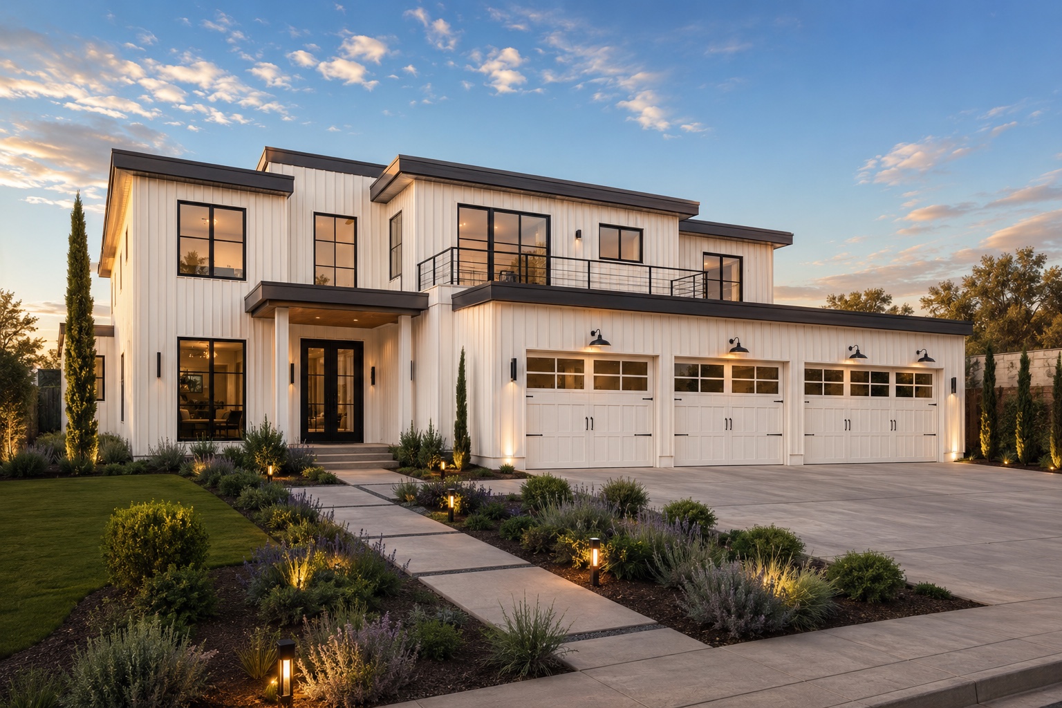The Oakmont — modern farmhouse custom home exterior in Hidden Hills