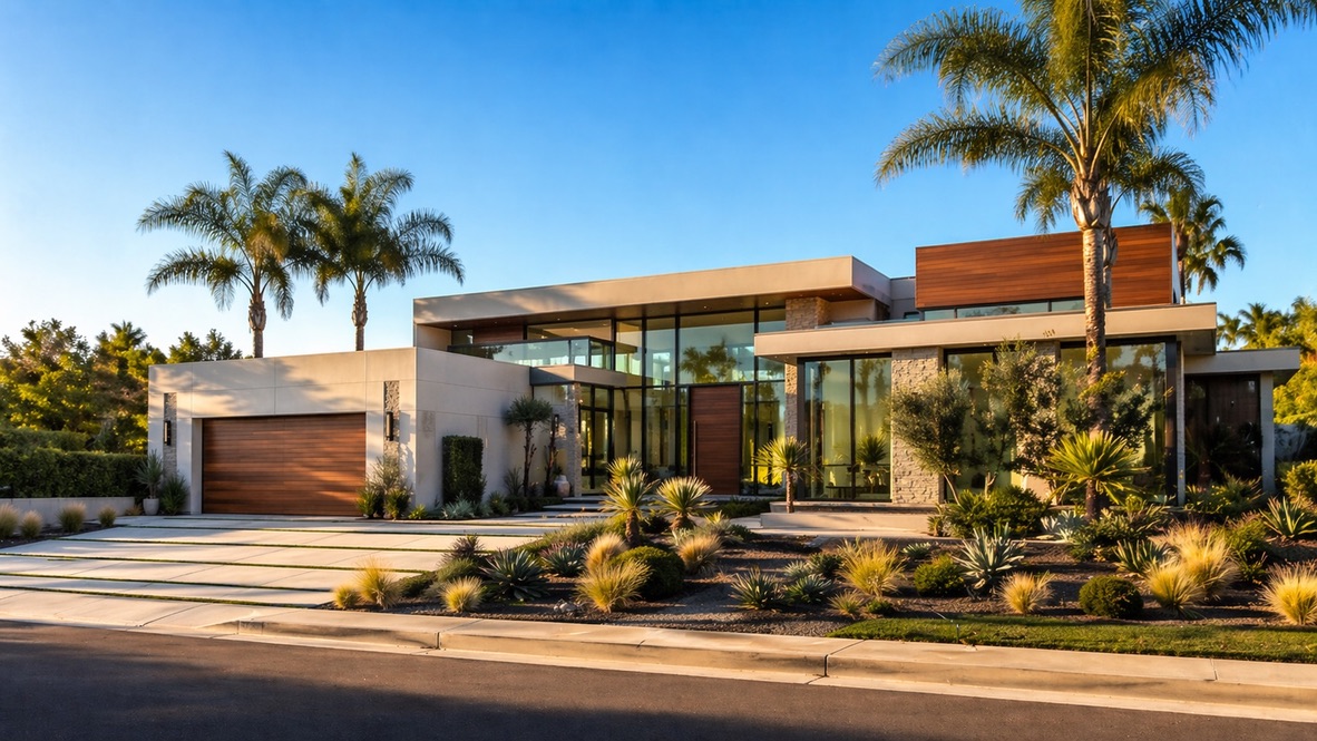 The Palisade — California modern custom estate exterior in Palm Springs