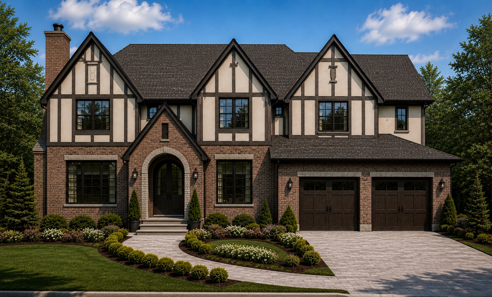 Wolferton Hall — English Tudor Revival custom estate exterior in San Marino